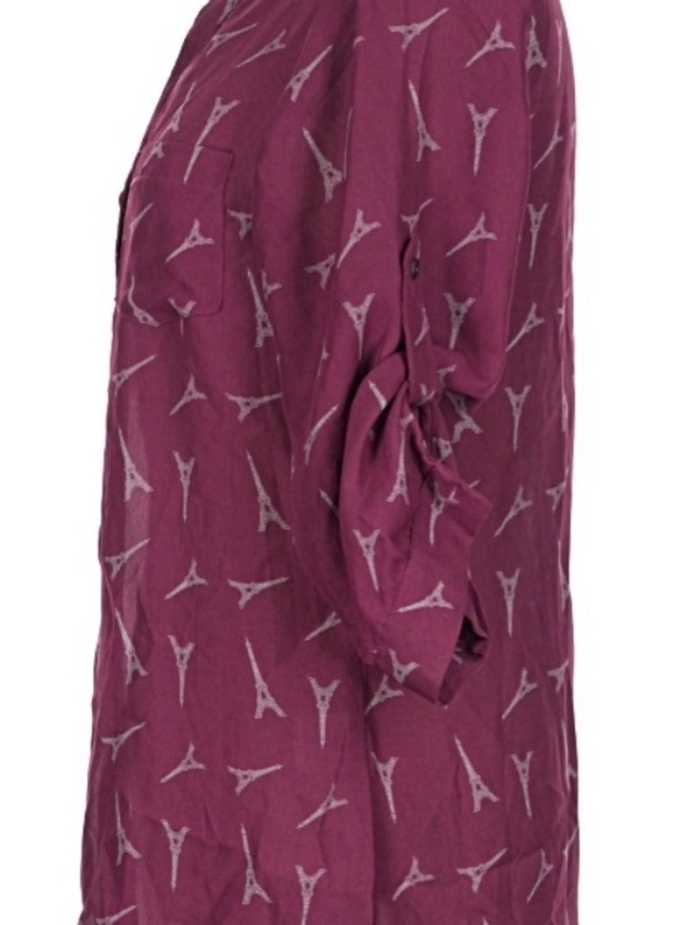 BONGO Plum Eiffel Print Button-Down Shirt - Picture 4 of 7